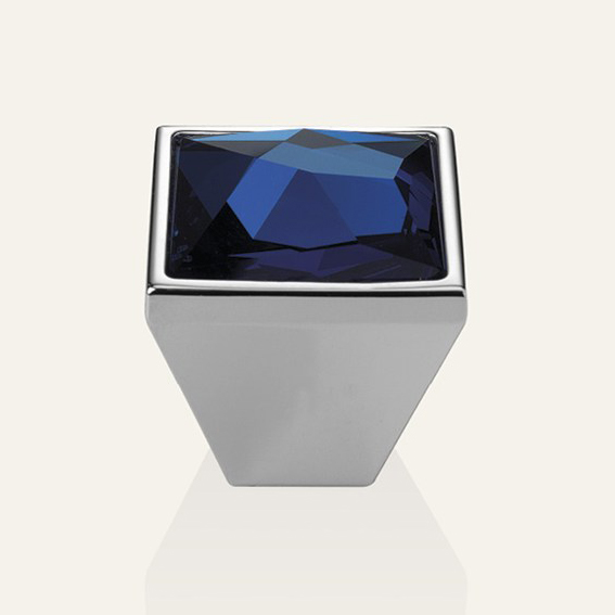 Pomo para muebles Linea Cali arte pop PB con cristales de color azul Swarowski® cromo satinado