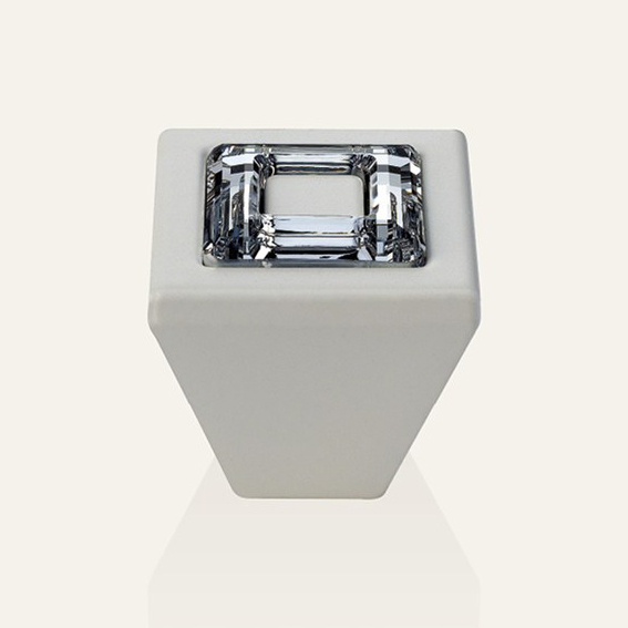 Pomo para muebles Linea Cali Anillo Cristal PB con cristales blancos opacos Swarowski®