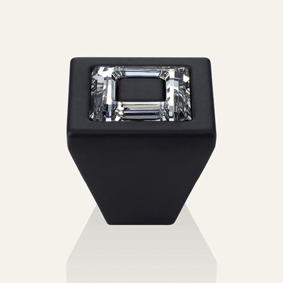 Pomo para muebles Linea Cali Anillo Cristal PB con el cristal mate negro Swarowski®