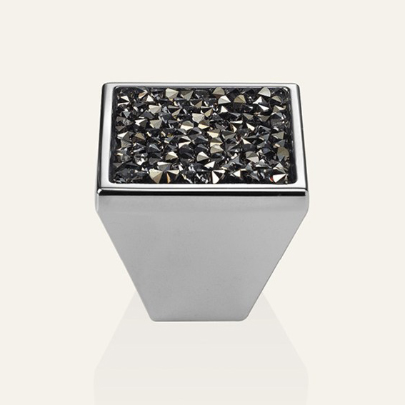 Pomo para muebles Linea Cali Rocas de PB con cristales de color gris cromo pulido Swarowski®