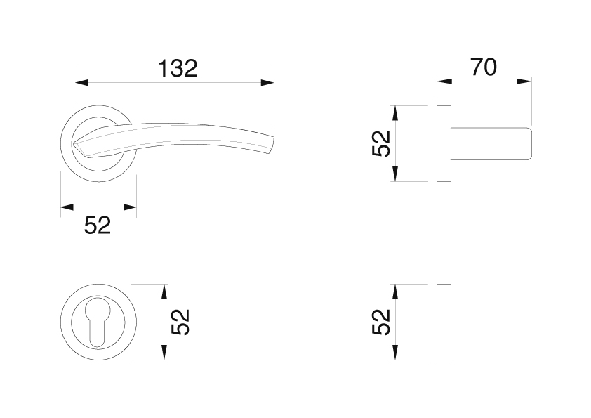 Dimensiones del diseño del mango de la duna manital windowo