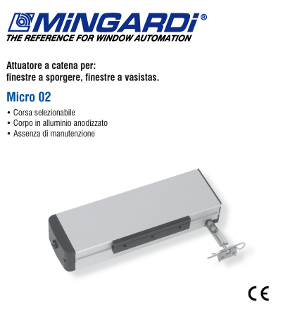 Micro 02 Mingardi Actuador de Cadena Motor Ventana 230V