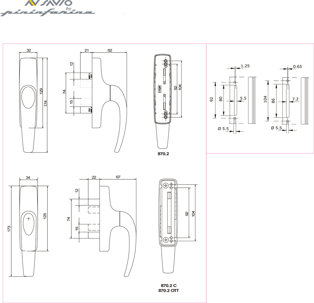 Manon Savio Cremonese Window Handle para movimiento de alas Maniglia per Finestra Manon Savio Cremonese per Movimento ad Anta