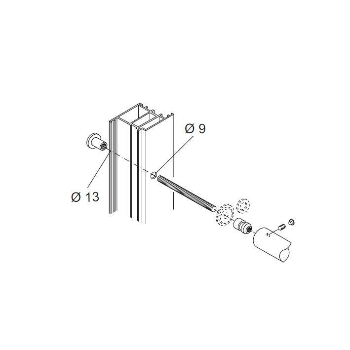 Kit de fijación para las manijas 01 PBA habitación bucles de puertas de aluminio, hierro y madera