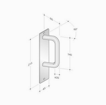Manija Fija sobre Placa Rectangular pba 2225 en Acero Inoxidable AISI 316L