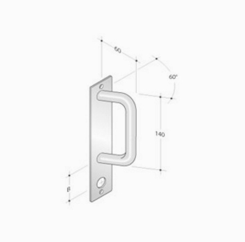 Manija Fija sobre Placa Rectangular pba 2225 en Acero Inoxidable AISI 316L