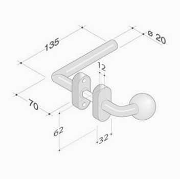 Tirador-pomo pba en acero inoxidable AISI 316L
