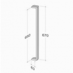 200E-031 PBA mango de acero inoxidable AISI 316 tubular elíptico L