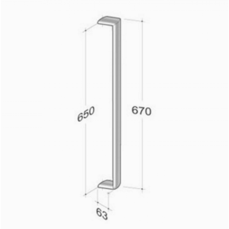 200E-031 PBA mango de acero inoxidable AISI 316 tubular elíptico L