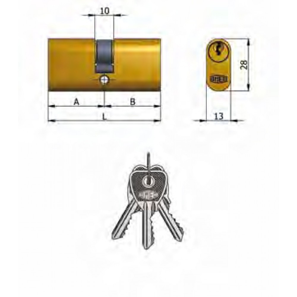 Art.140 / 09 Omec; Cilindro doble de latón oval (5 pernos)