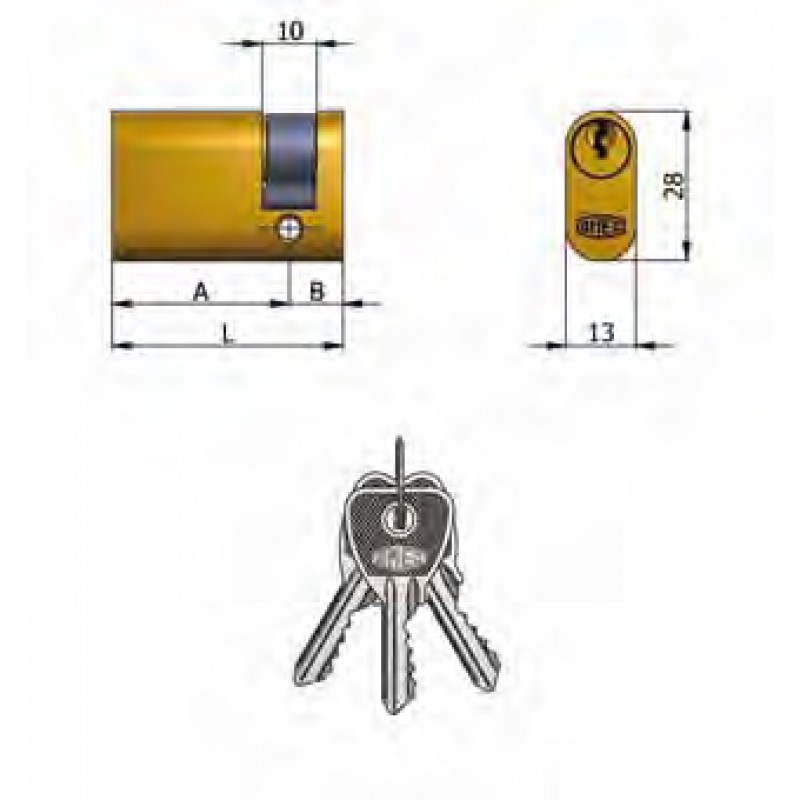 Artículo 141/07 Omec; La mitad cilindro de latón oval (5 pernos)