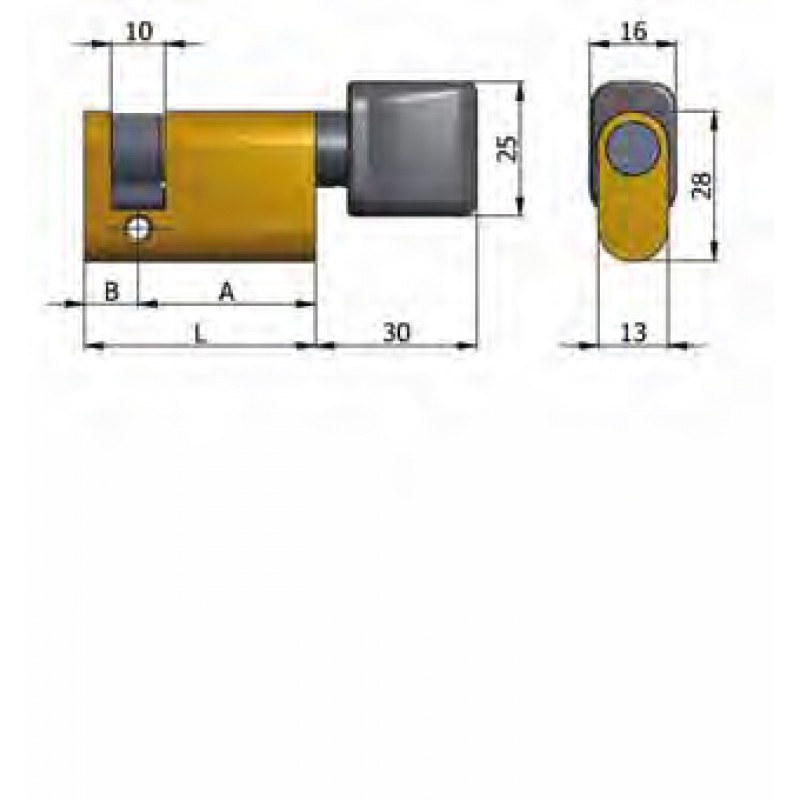 Art.144 / 03 Omec; La mitad cilindro con pomo de latón Oval