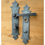 501 manija de la puerta Galbusera en la placa de hierro forjado Arte