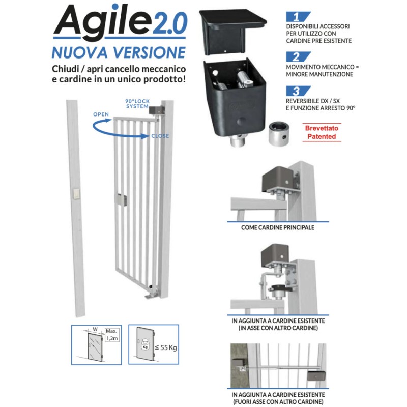 Agile Cierrapuertas y Bisagra de Resorte para Puerta en un Solo Producto