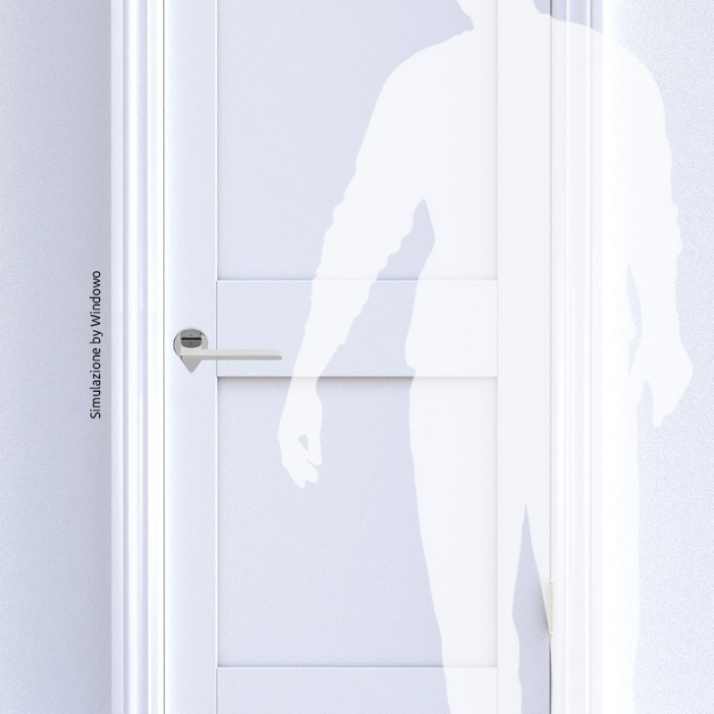 Manija de la puerta en cromo pulido Ama en roseta por el diseñador de diseño Andrea Maffei para Colombo Design