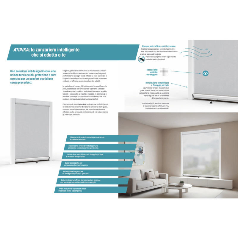 ATIPIKA Effezeta Mosquitera Vertical Sistema Antiviento y Anti-Chinches