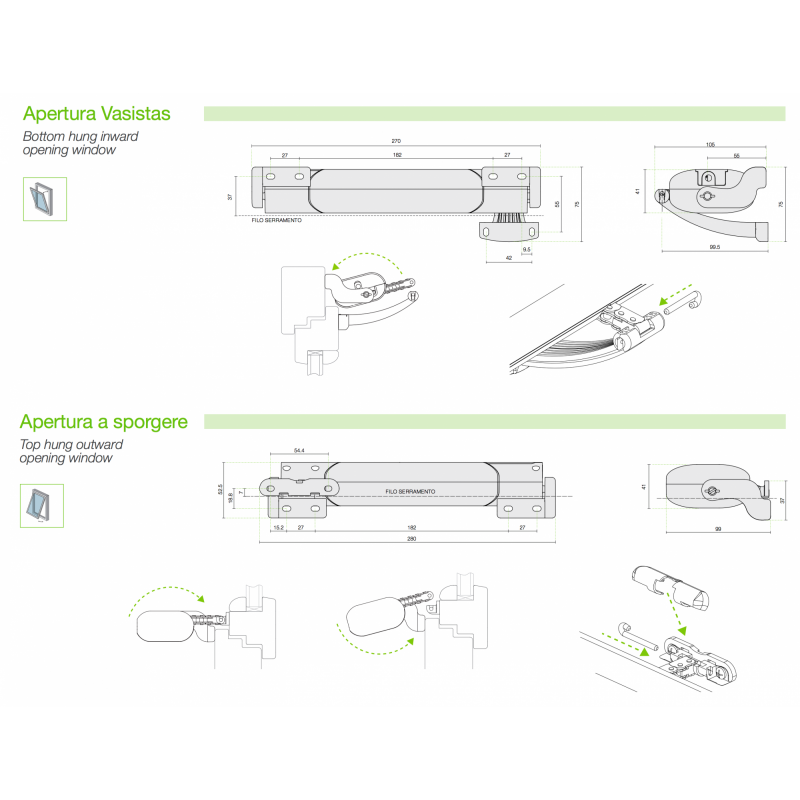 Cadena Actuador Smart 24V 50 Hz Comunello Mowin Gris Negro o Blanco
