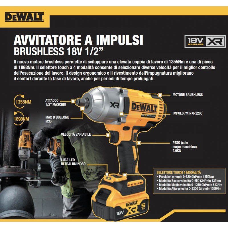 Llave de Impacto DeWalt DCF900P2T-QW 1/2" Brushless