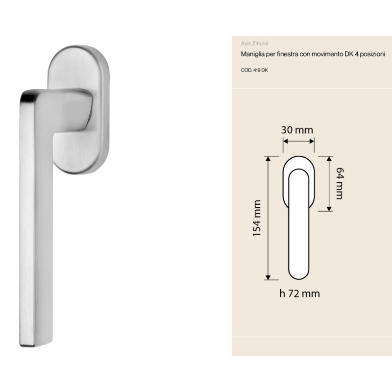 Axis Zincral Linea Calì Manilla de Ventana con Movimiento DK