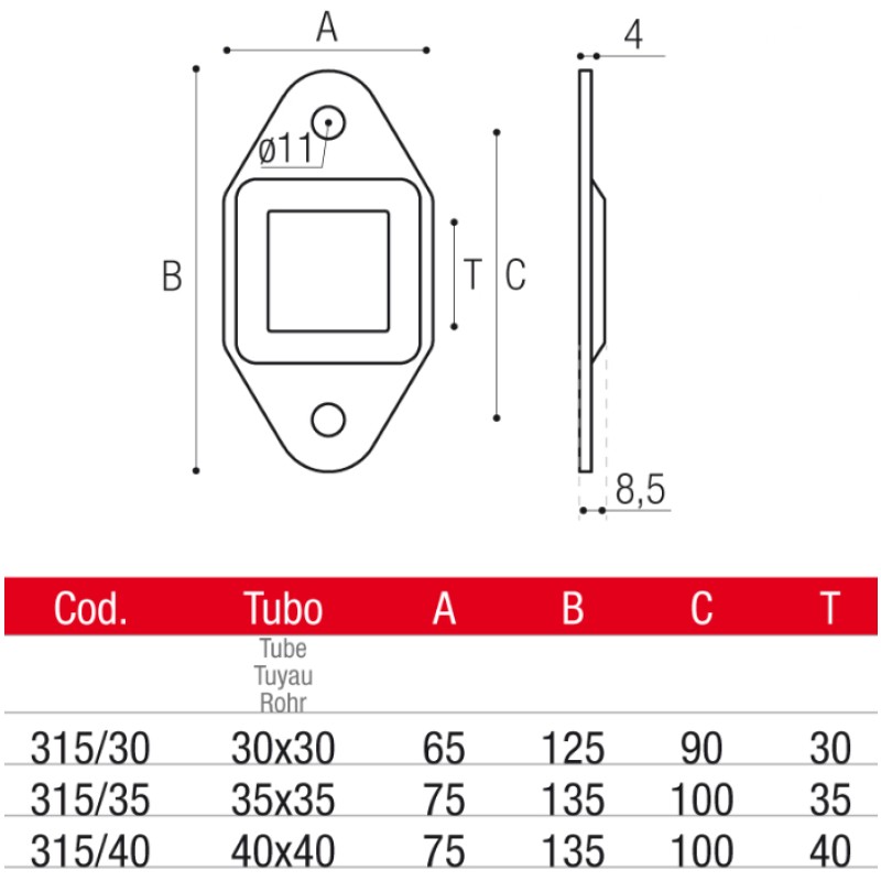 Bases para Postes de Vallas Adem 315