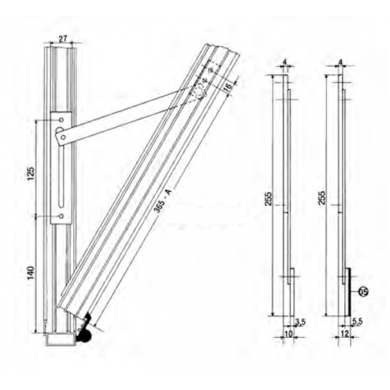 PBA brazo P70-AW1 limitador de apertura para Windows