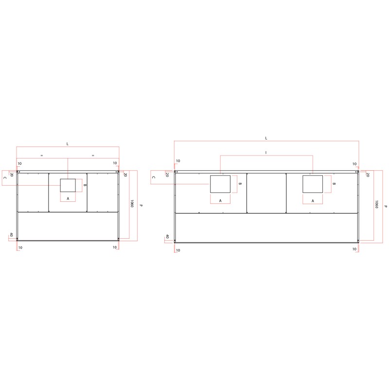 Campana Inox Snack Sin Motor Hecho a Medida en Italia
