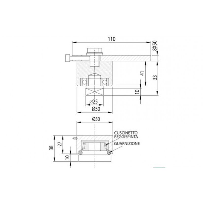 Bisagra cojinetes con Tornillo de Ajuste Ø50 IBFM