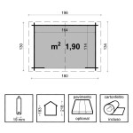 Caseta para herramientas de jardín 180x130 cm Giada Losa