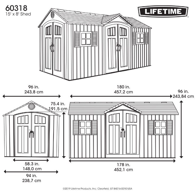 Caseta en PVC de Jardín Grande y Espaciosa Lifetime Utah