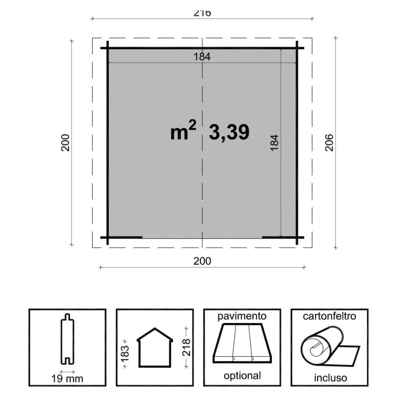 Casa de Herramientas de Madera 200x200 cm Giulia Losa