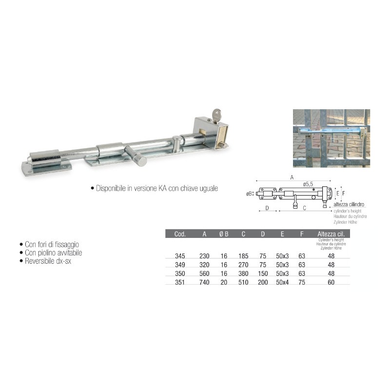 Cerrojo Horizontal Blindado Galvanizado con Candado