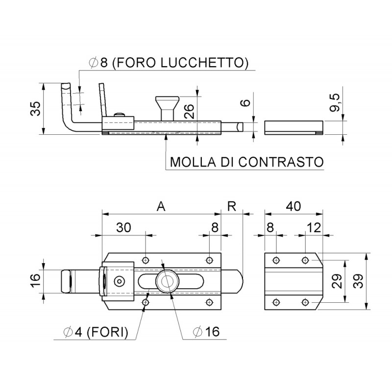 Perno titular Clausura Sistema Combiarialdo