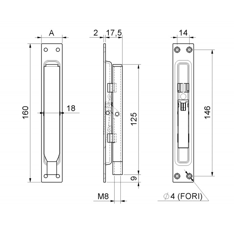 Un cerrojo con palanca de latón Cierre Sistema Combiarialdo