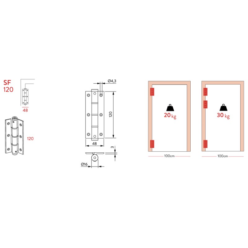 Bisagra Coplanar Justor SF 120 Varios Colores 2 Piezas