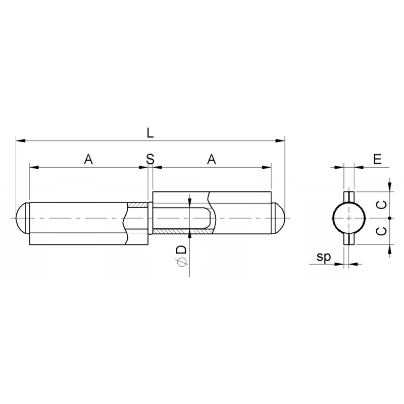 Ali 2 bisagra Cap Pin brida fija Inox Combi Arialdo