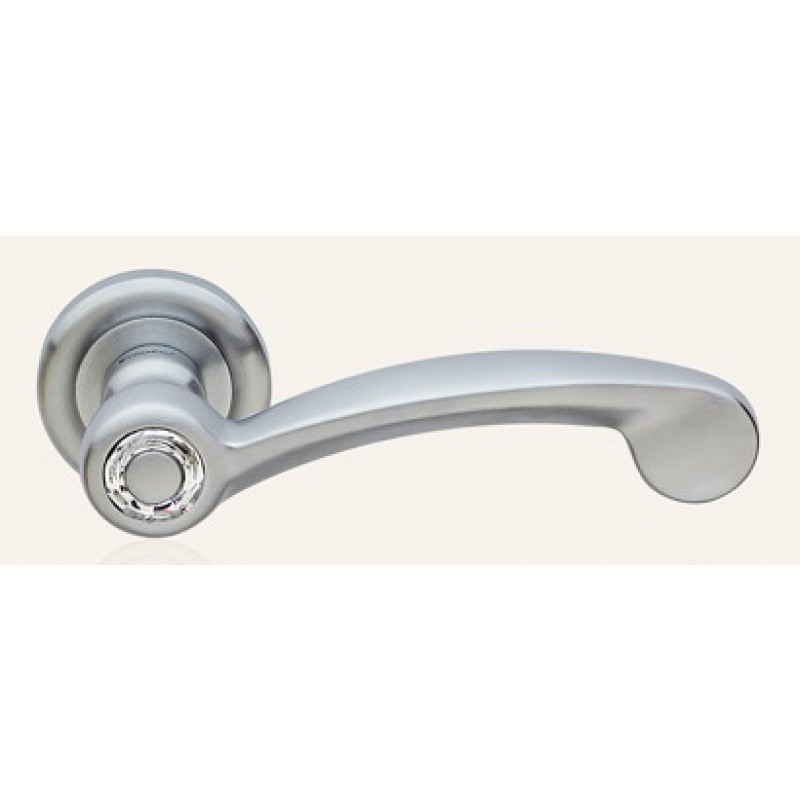 Cosmic Cromo Satinado Manija de Puerta en Rosette Linea Calì Crystal