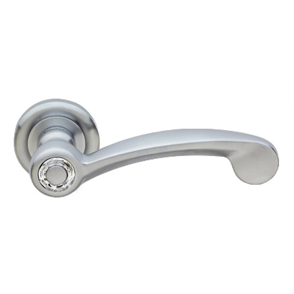 Cosmic Cromo Satinado Manija de Puerta en Rosette Linea Calì Crystal