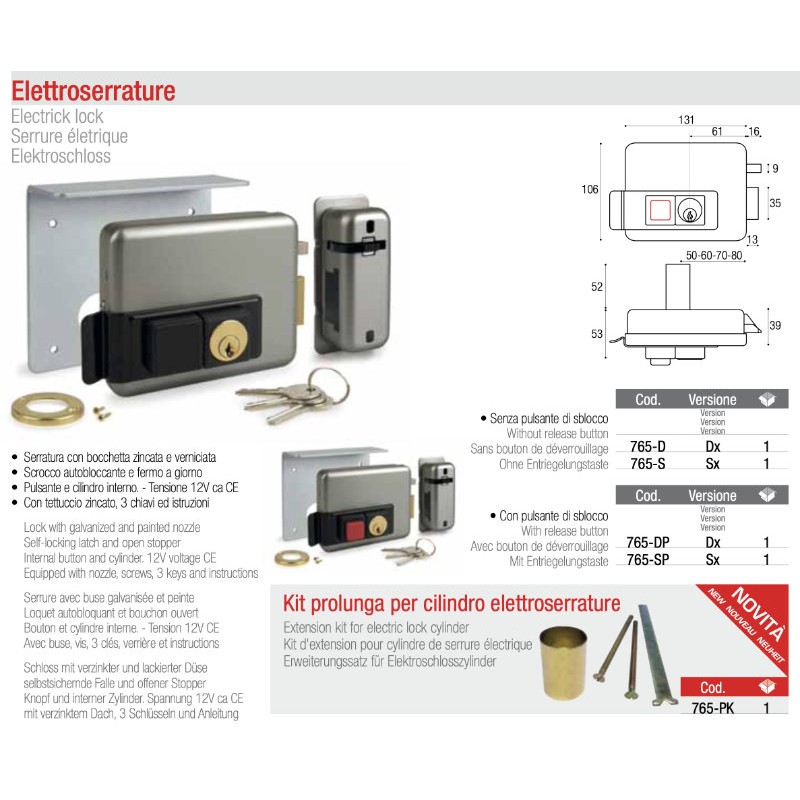 Cerradura Eléctrica para Cancela Batiente con Pulsador de Desbloqueo