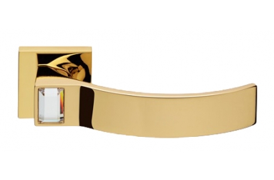 Elios Crystal Oro Brillo Manija de Puerta en Rosette Linea Calì Crystal