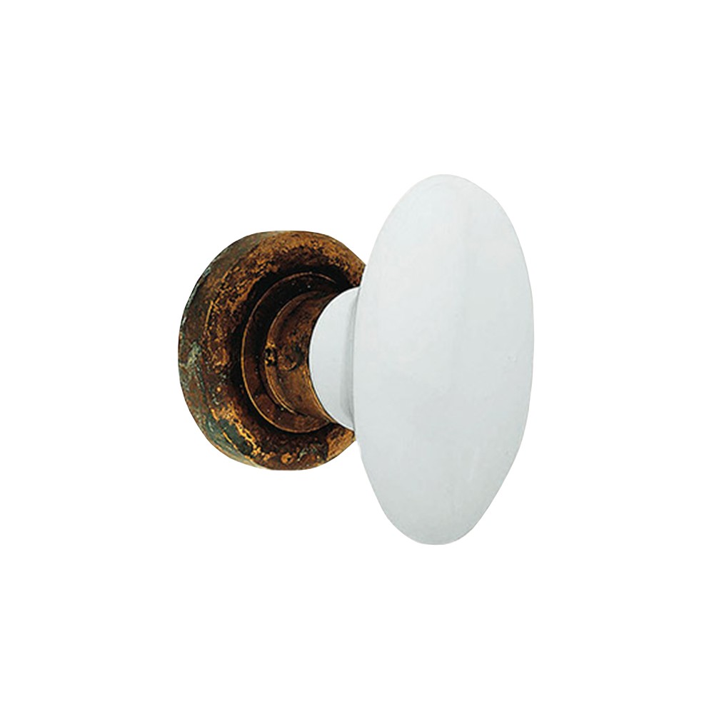 Flavia 685 RO 102 AN Pomo de puerta Calì Line en latón envejecido con mango de porcelana blanca