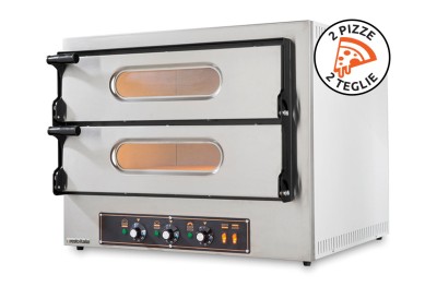 Horno Eléctrico Doble para Pizza Kube 2 Acero Inoxidable Calidad Italiana