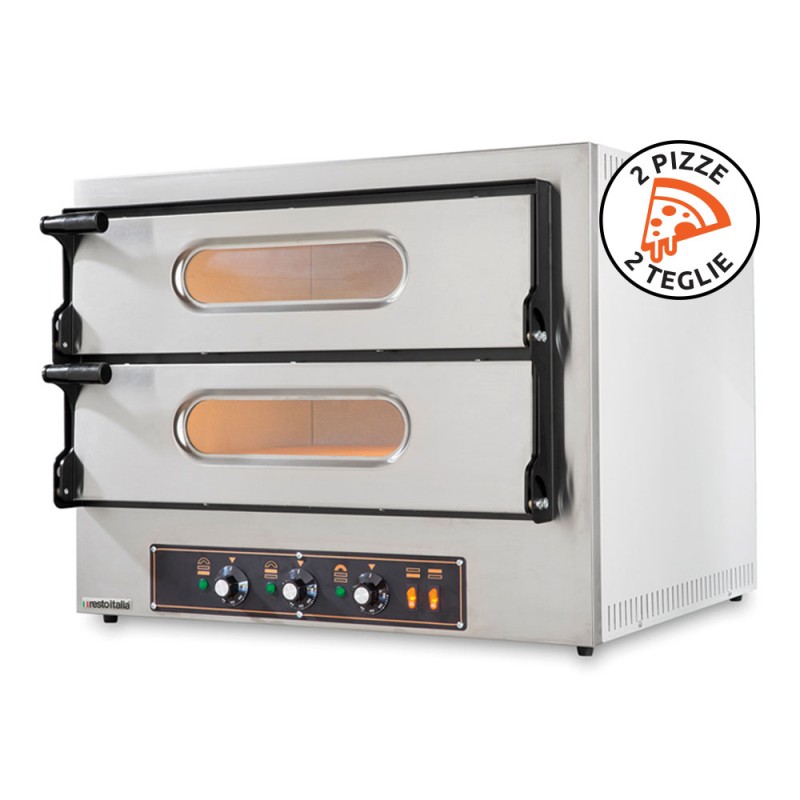 Horno Eléctrico Doble para Pizza Kube 2 Acero Inoxidable Calidad Italiana