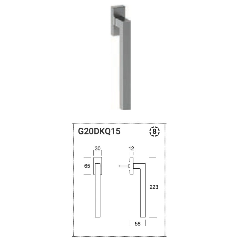 Tirador para Ventana Genève 200 Reguitti Inox Acero DK AISI 316L