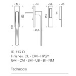ID713 Q Colombo Tirador para Puerta Elevable Corredera en Latón