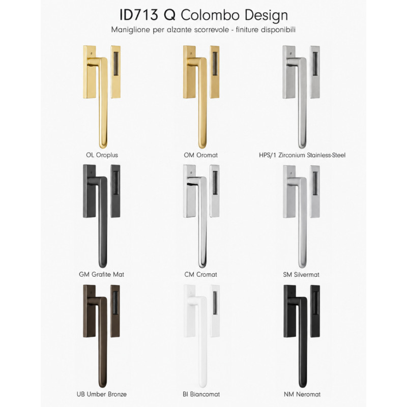 ID713 Q Colombo Tirador para Puerta Elevable Corredera en Latón