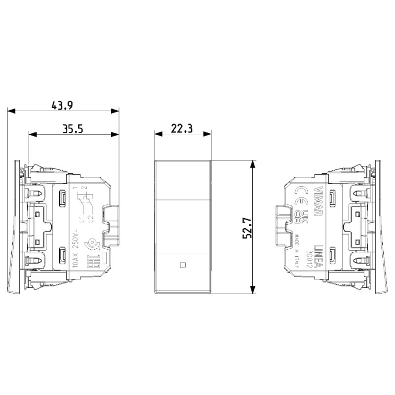 Inversor VIMAR LINEA 30012.B/C/G 1P 10 AX 250 V~
