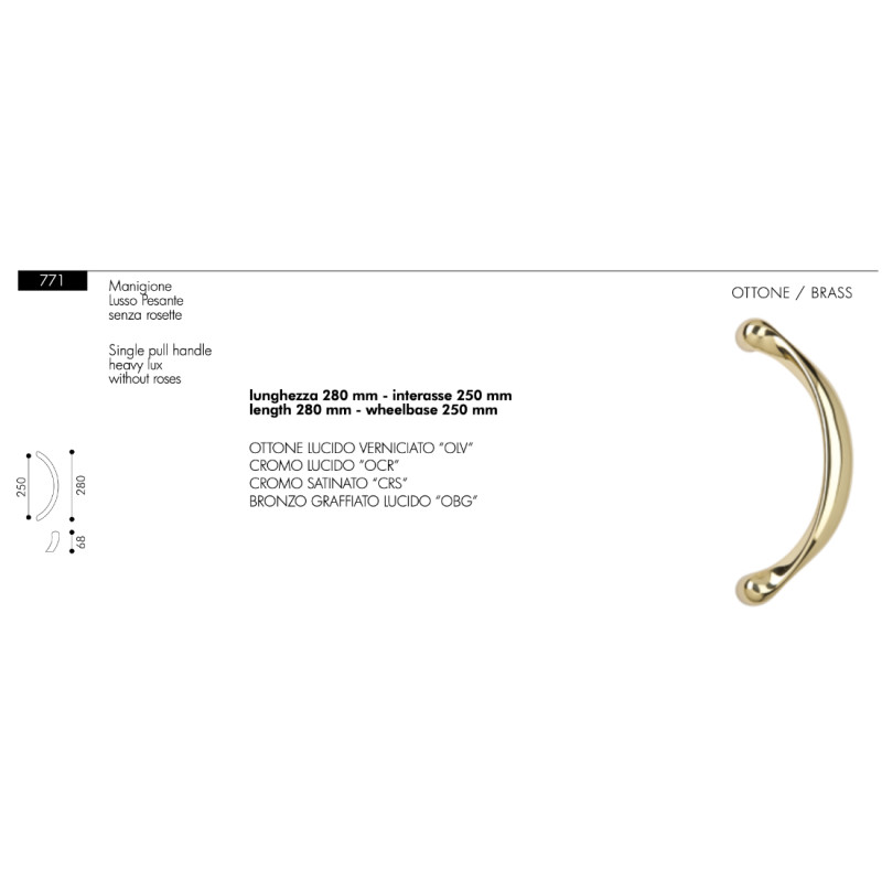 Manillón para Puerta Arieni Lusso 771 Largo 280 mm sin Rosetas