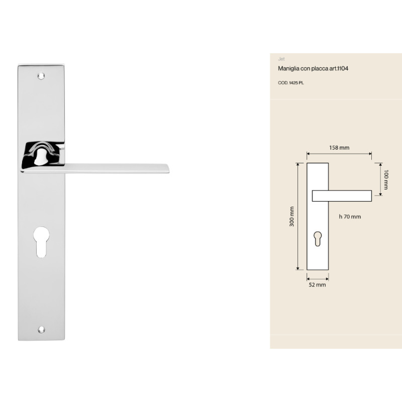Mango con Placa Jet Linea Calì con Empuñadura Fina