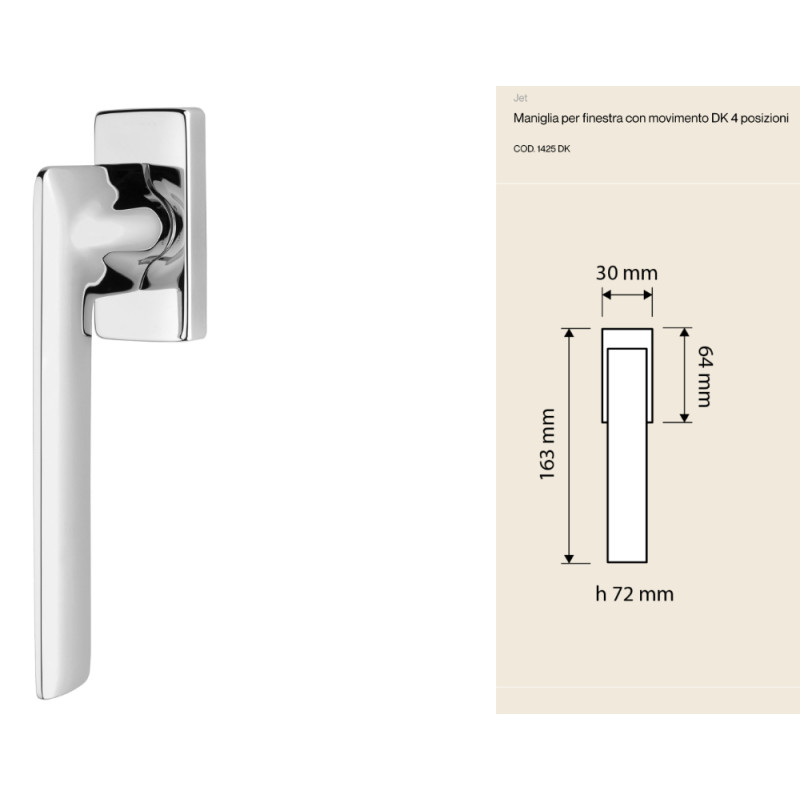 Manija de Ventana Jet Linea Calì con Empuñadura Fina DK