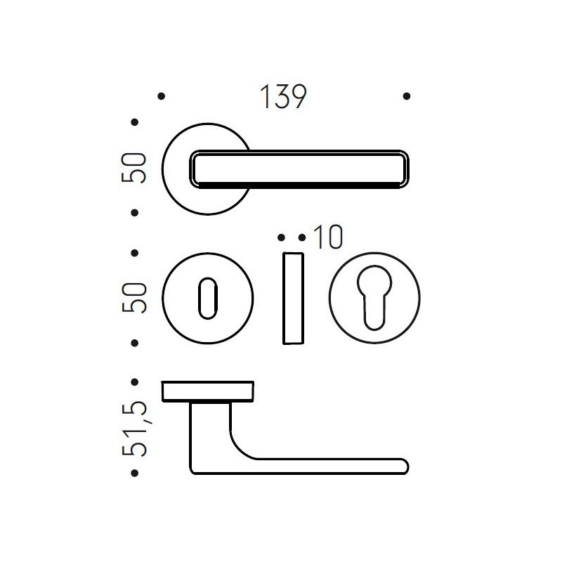 Manija de Puerta DUE COLOMBO DESIGN MOOD Roseta Redonda